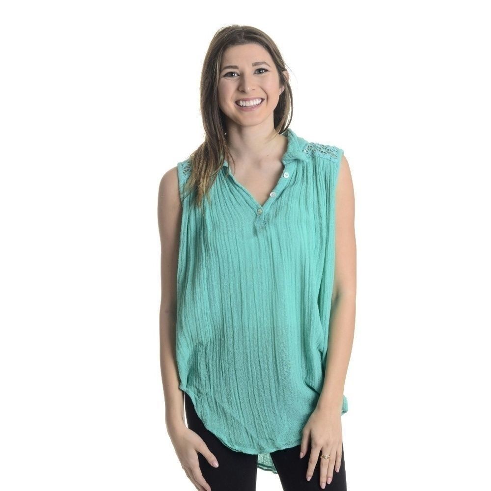 New Jen's Pirate Booty Evita Collared Lace Tunic